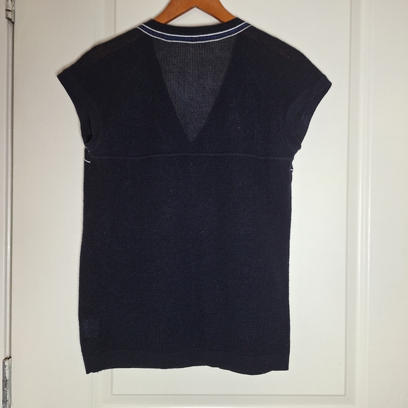 Tory Burch Navy Top with Blue and White Embroidery - Picture 2 of 6